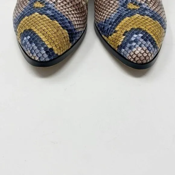 Steven New York Mules Womens 7 Leather‎ Snakeskin Deandra Slip On Bright New