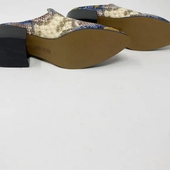 Steven New York Mules Womens 7 Leather‎ Snakeskin Deandra Slip On Bright New