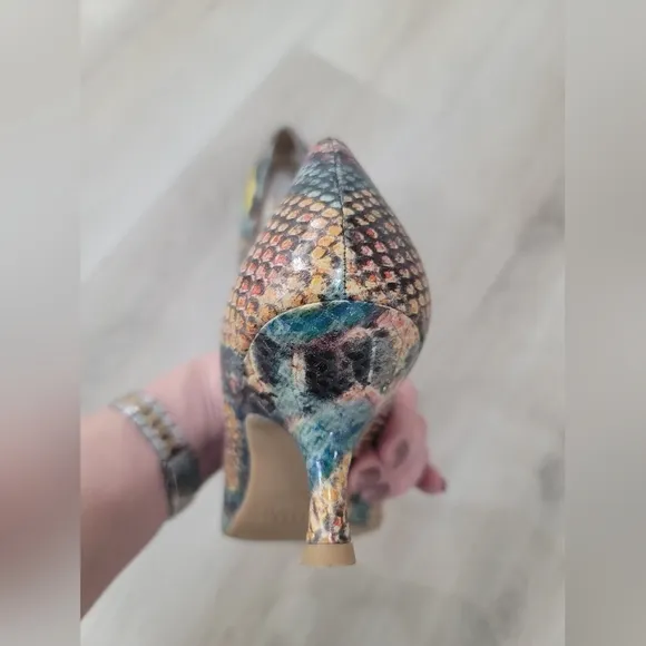 Stewart Weitzman Python Leather Multi-colour Kitten Heel Pump