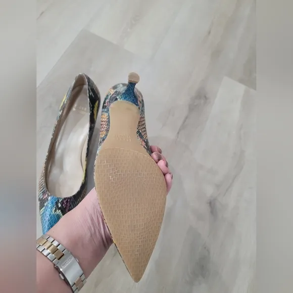 Stewart Weitzman Python Leather Multi-colour Kitten Heel Pump