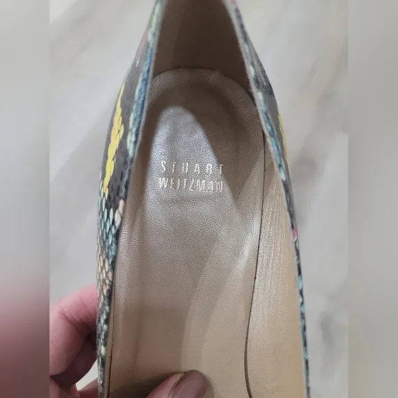 Stewart Weitzman Python Leather Multi-colour Kitten Heel Pump