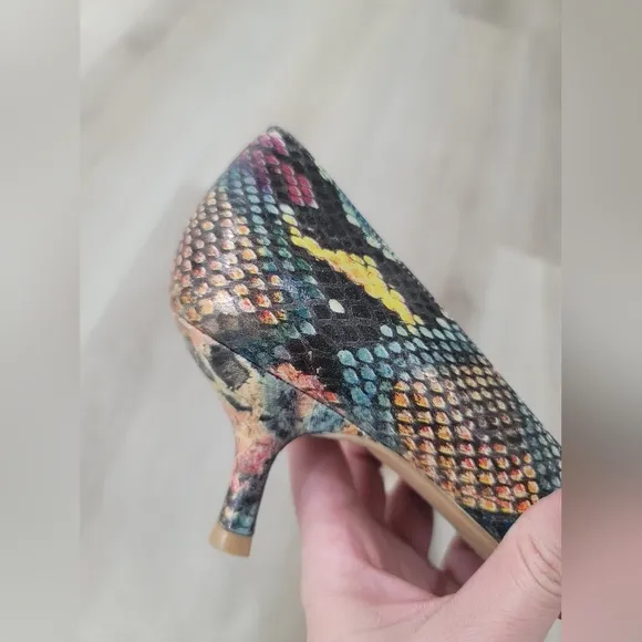 Stewart Weitzman Python Leather Multi-colour Kitten Heel Pump