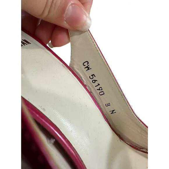 Stuart Weitzman barbiecore hot pink patent leather slingback size 8 N
