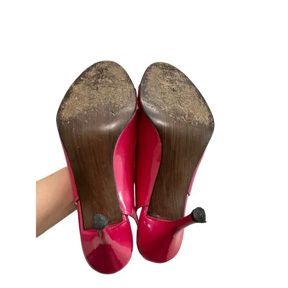 Stuart Weitzman barbiecore hot pink patent leather slingback size 8 N