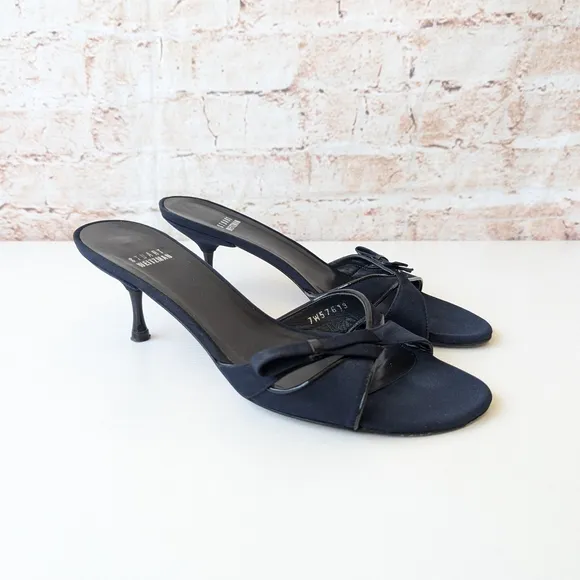 Stuart Weitzman Black Kitten Heel Mules