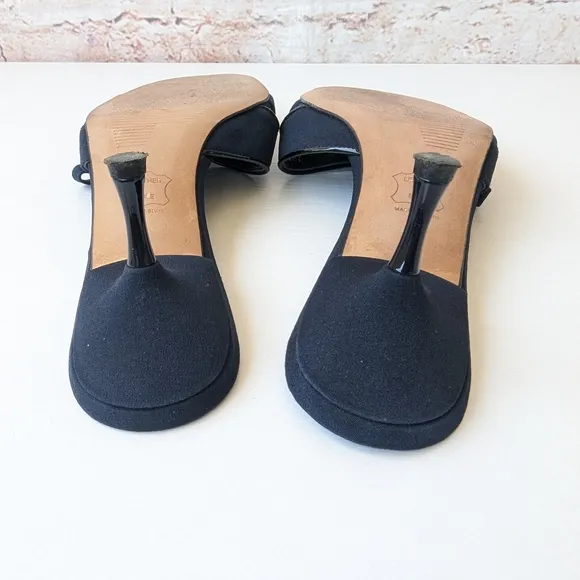 Stuart Weitzman Black Kitten Heel Mules