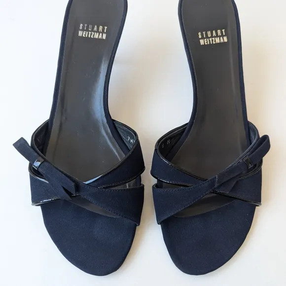 Stuart Weitzman Black Kitten Heel Mules