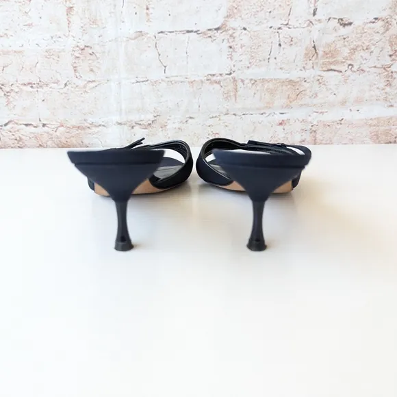 Stuart Weitzman Black Kitten Heel Mules
