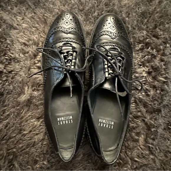 STUART WEITZMAN | Black Leather Laddie Oxford Shoes Lace Up Size 8 EUC!!!