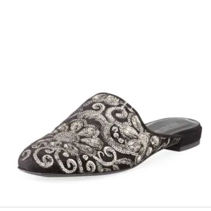 Stuart Weitzman black radiant velvet mule