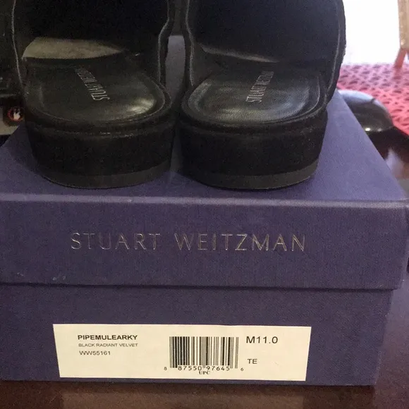 Stuart Weitzman black radiant velvet mule