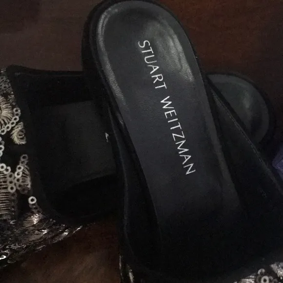 Stuart Weitzman black radiant velvet mule