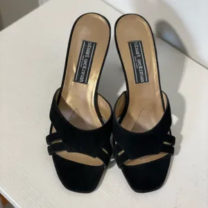STUART WEITZMAN black suede dress mules Size 8 1/2