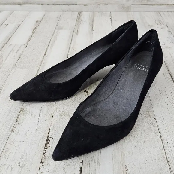 Stuart Weitzman Black Suede Kitten Heel