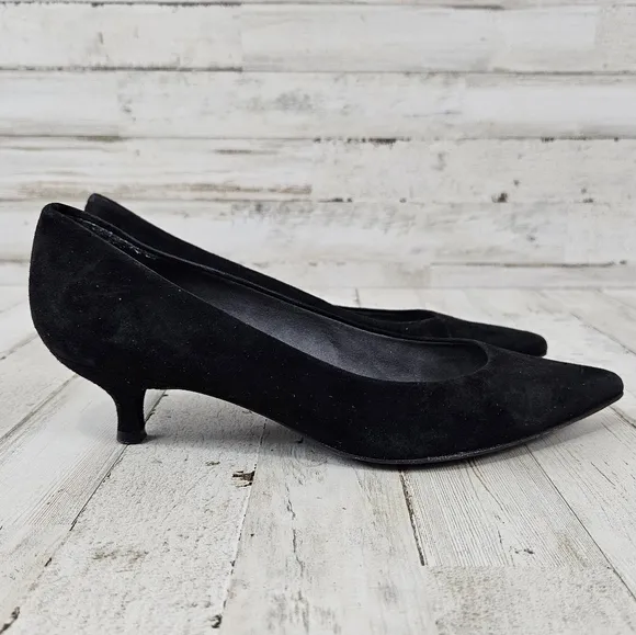 Stuart Weitzman Black Suede Kitten Heel
