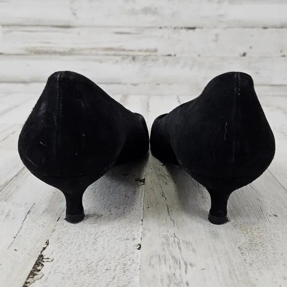 Stuart Weitzman Black Suede Kitten Heel