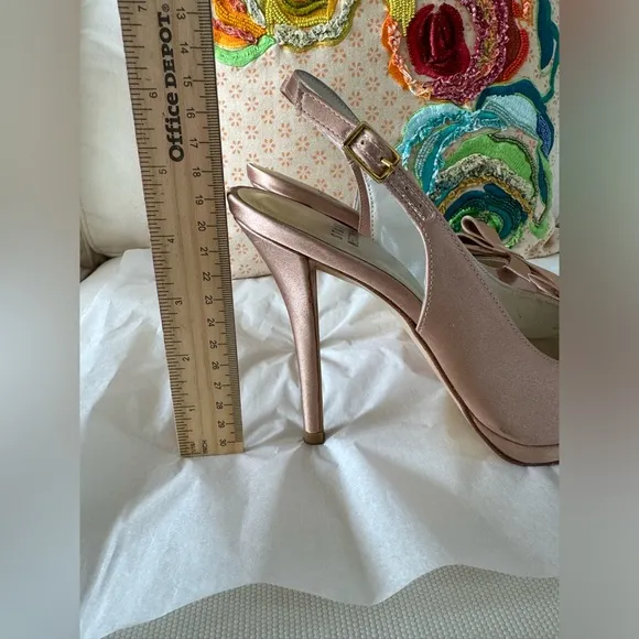 Stuart Weitzman Bow Rose Gold Special Occassion Slingback Heels🇪🇸made in Spain🇪🇸