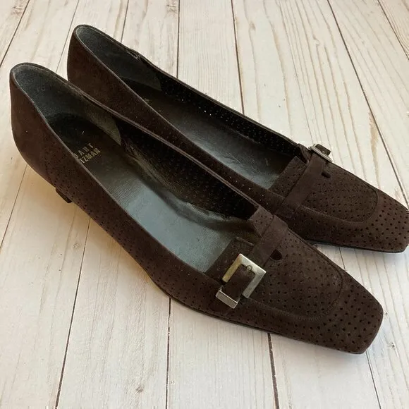 Stuart Weitzman Brown Suede Kitten Heels Sz 10N