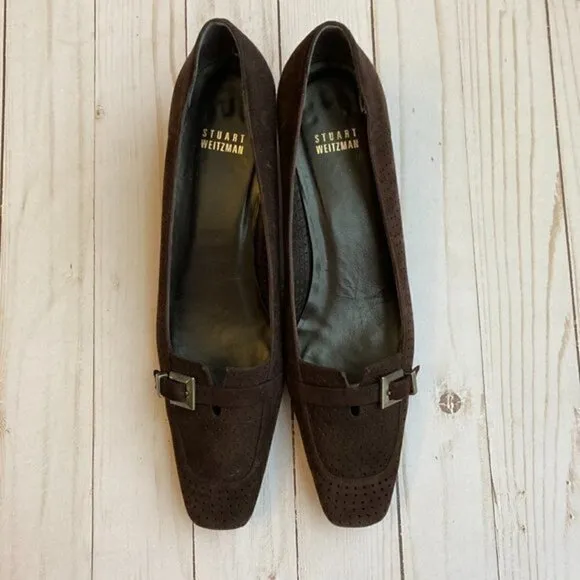 Stuart Weitzman Brown Suede Kitten Heels Sz 10N