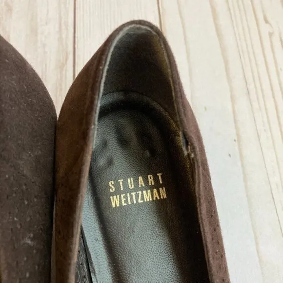 Stuart Weitzman Brown Suede Kitten Heels Sz 10N