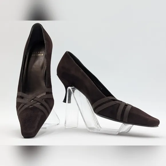 Stuart Weitzman Cola Brown Suede Limo Kitten Heels Pumps 7.5 M