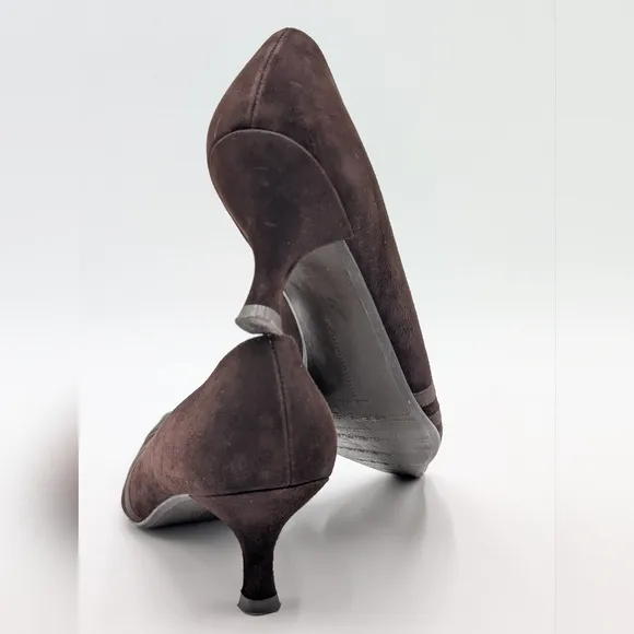 Stuart Weitzman Cola Brown Suede Limo Kitten Heels Pumps 7.5 M