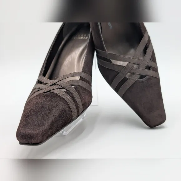 Stuart Weitzman Cola Brown Suede Limo Kitten Heels Pumps 7.5 M