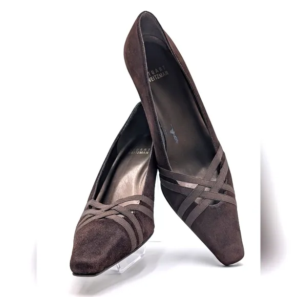 Stuart Weitzman Cola Brown Suede Limo Kitten Heels Pumps 7.5 M