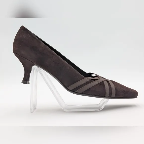 Stuart Weitzman Cola Brown Suede Limo Kitten Heels Pumps 7.5 M