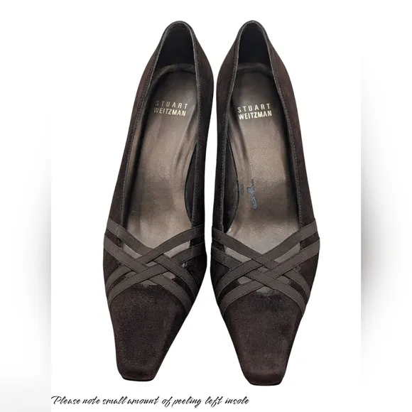 Stuart Weitzman Cola Brown Suede Limo Kitten Heels Pumps 7.5 M