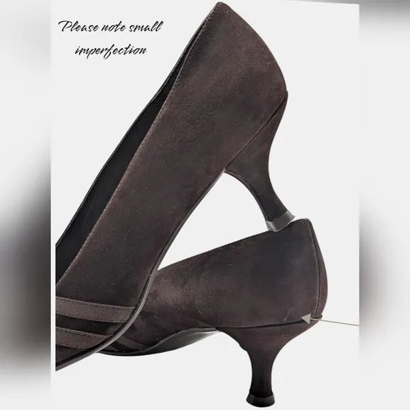 Stuart Weitzman Cola Brown Suede Limo Kitten Heels Pumps 7.5 M