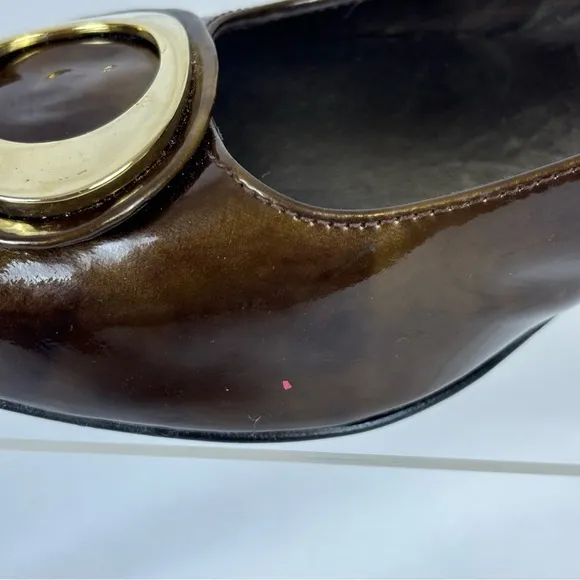 Stuart Weitzman Copper Brown Gold Swirl Pumps Kitten Heel Leather Heels Size 5.5