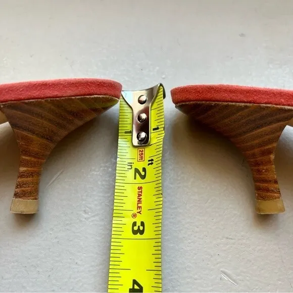 Stuart Weitzman Coral Suede Slide Heeled Sandals w/ Gold Stud Accents Size 6.5