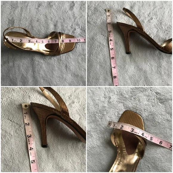 Stuart Weitzman Delovely Metallic Bronze Reptile Leather Slingback Evening Heels