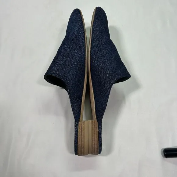 Stuart Weitzman Denim Blue Mules Slip-On Flat Shoes Casual Loafer Womens 7.5