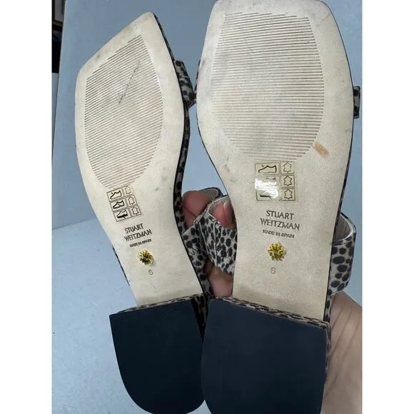 STUART WEITZMAN flat Maisie Leopard-Print slip on Mules  size 6