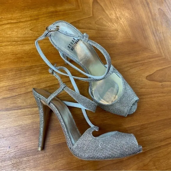 Stuart Weitzman Glitter Accent Slingback Heels