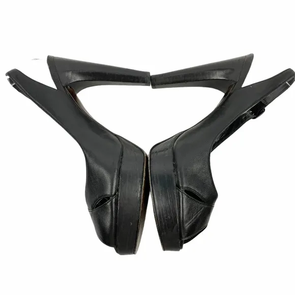 Stuart Weitzman Leather Platform Slingback Pumps Heels 7.5