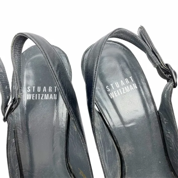 Stuart Weitzman Leather Platform Slingback Pumps Heels 7.5
