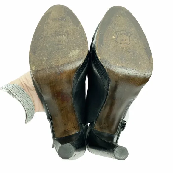 Stuart Weitzman Leather Platform Slingback Pumps Heels 7.5