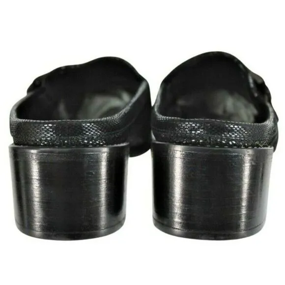 Stuart Weitzman Leather Shoe Mules Low Heel Square Toe Black Women's 8 NARROW