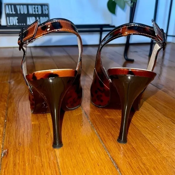 Stuart Weitzman Leopard Patent Slingback Heels