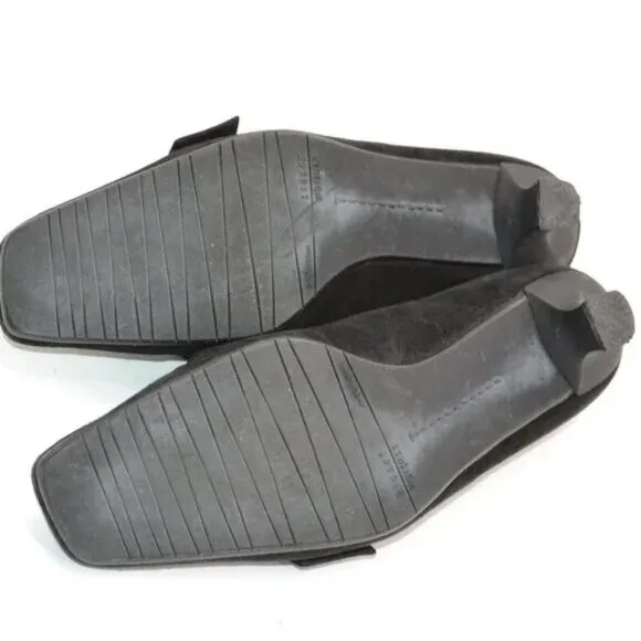 Stuart Weitzman Minimalist Black Suede Leather Buckle Kitten Heels Pumps 8