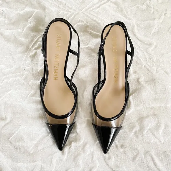 Stuart Weitzman Mondrian 50 Slingback Leather Heels Size 7