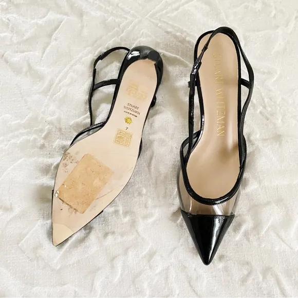 Stuart Weitzman Mondrian 50 Slingback Leather Heels Size 7