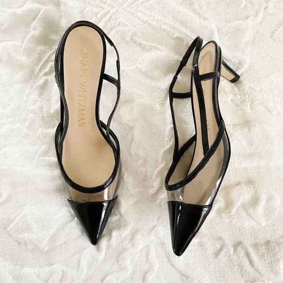 Stuart Weitzman Mondrian 50 Slingback Leather Heels Size 7