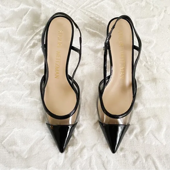Stuart Weitzman Mondrian 50 Slingback Leather Heels Size 7
