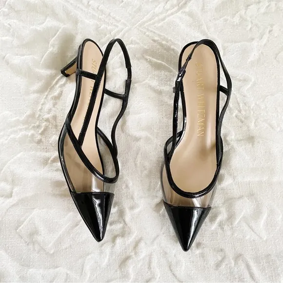 Stuart Weitzman Mondrian 50 Slingback Leather Heels Size 7