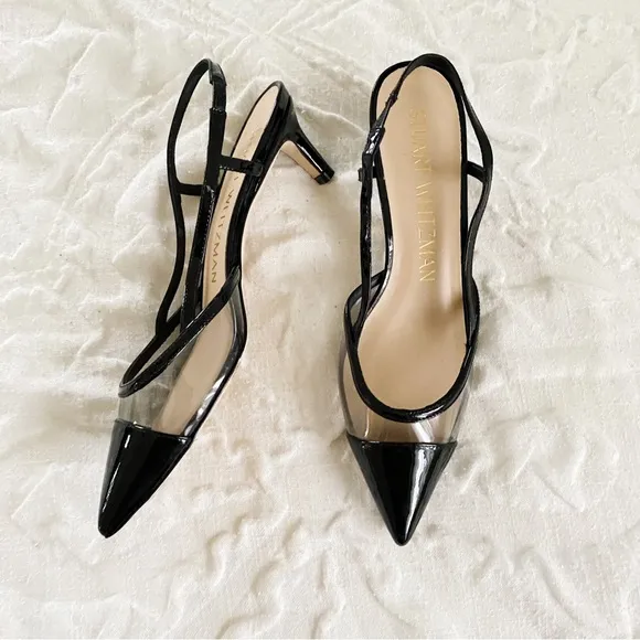 Stuart Weitzman Mondrian 50 Slingback Leather Heels Size 7