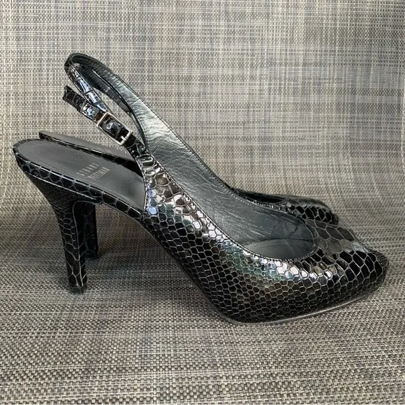 STUART WEITZMAN Patent Leather Snake Embossed Slingback Pumps Heels Women’s 9